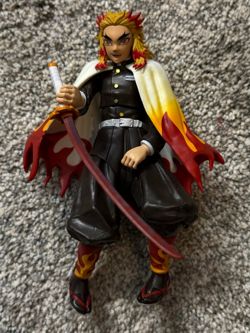 Flame-Patterned Anime Action Figure in Yellow & Red